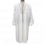 Buhara Yaka Nakışlı Cübbe - Beyaz - Gold Nakış